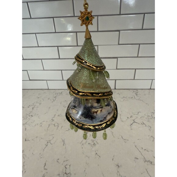 Thomas Kinkade Jeweled Tree Ornaments Bone China Bradford Exchange set of 6 - Picture 12 of 13